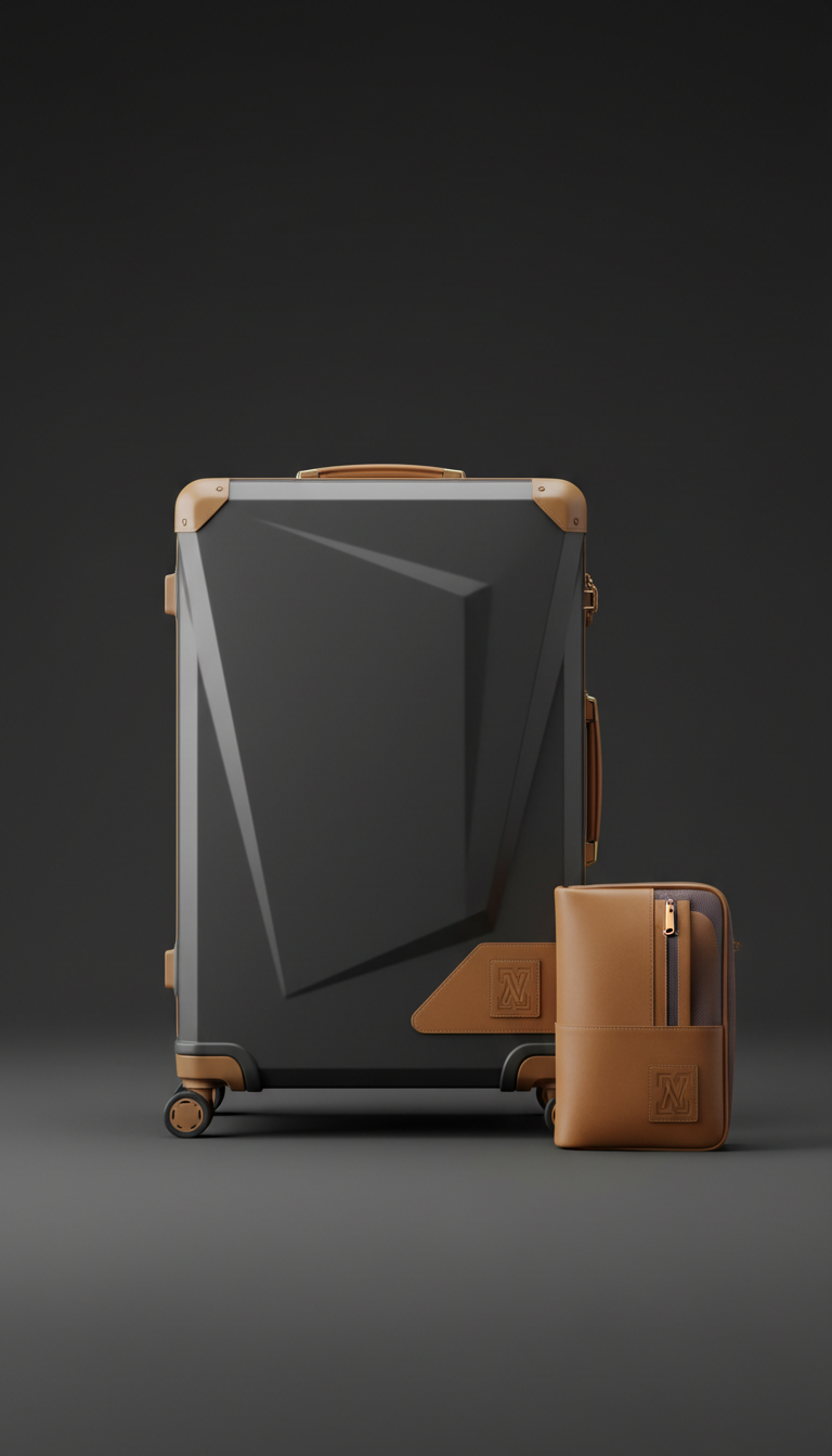 Polycarbonate Checked Suitcase With Modular Cubes